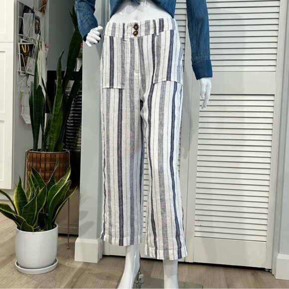 100 Linen Wide Leg Pants - Sailor Stripes - Picture 9 of 15